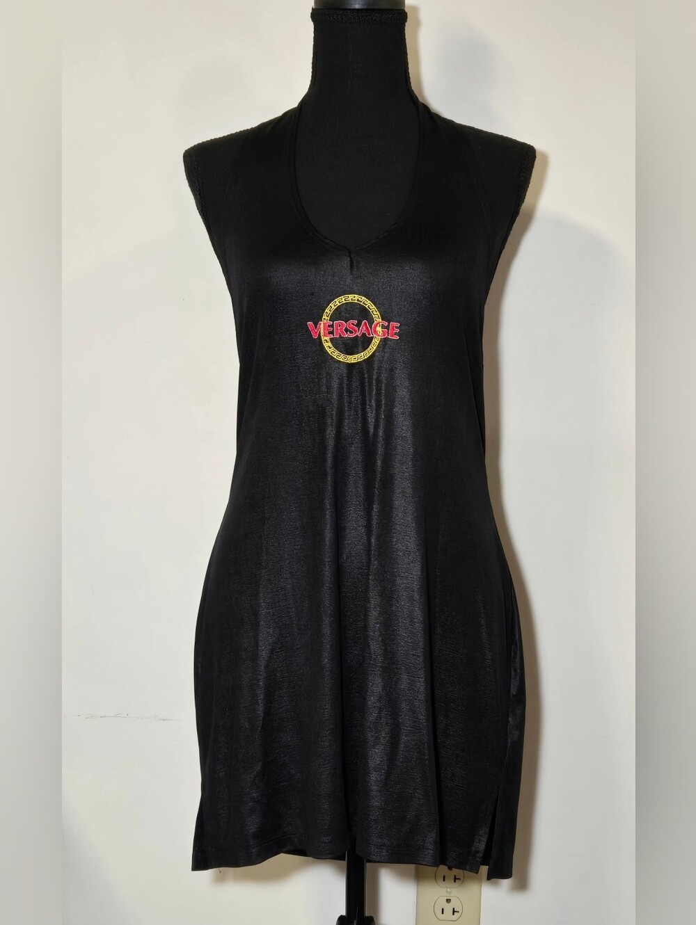 Versace Black Sleeveless Logo Tank Top/Dress